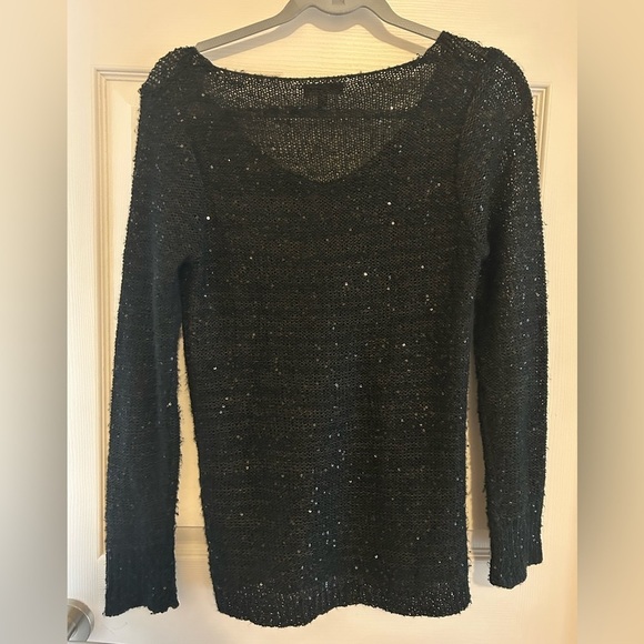 4/$20 Le chateau black sequins mesh special occasion party  sweater- size S - Picture 5 of 8